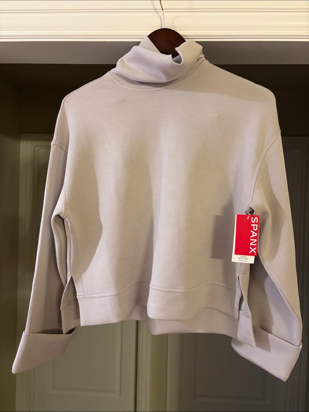 SPANX Light Taupe Funnel Neck Sweatshirt